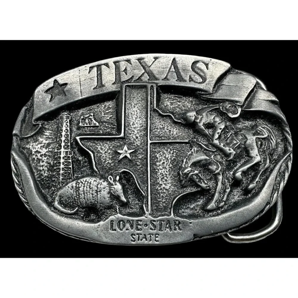Texas Lone Star Trophy Belt Buckle Antique Nickel 3